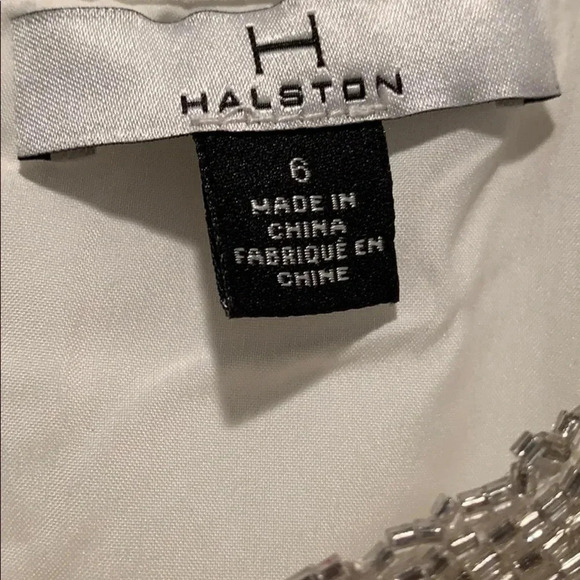 Halston Sequin Dress Jeweled Round Collar Sleeveless White Size 6 NWT - Picture 5 of 8